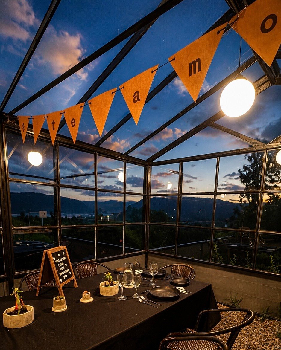 Celebración especial decorada con vista al Embalse del Neusa en Fuga